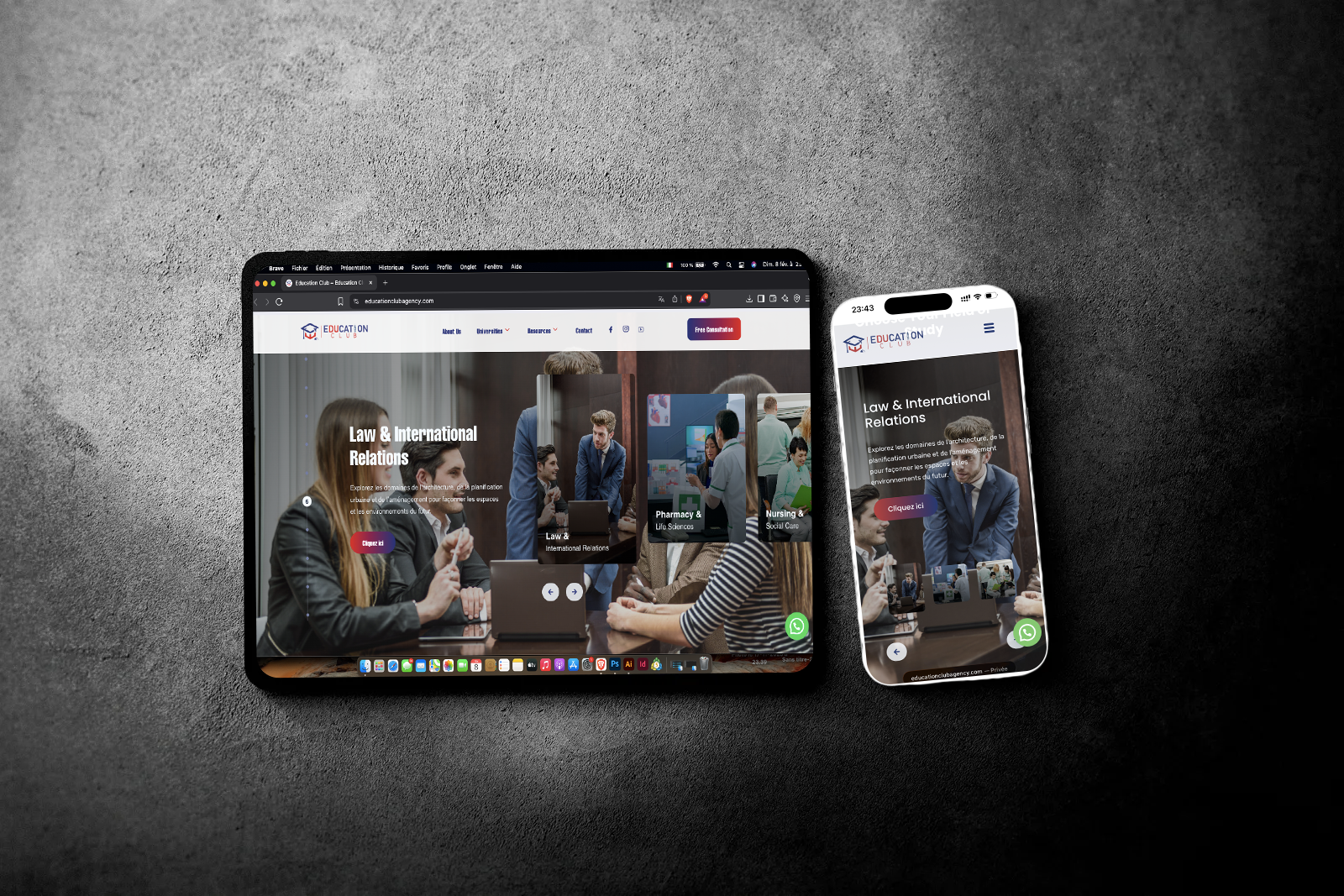 Design UX UI et développement web responsive illustrant une interface desktop et mobile réalisée par Black Code